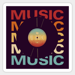 Music - Vintage Retro Sunset Typography for Music Lovers Magnet